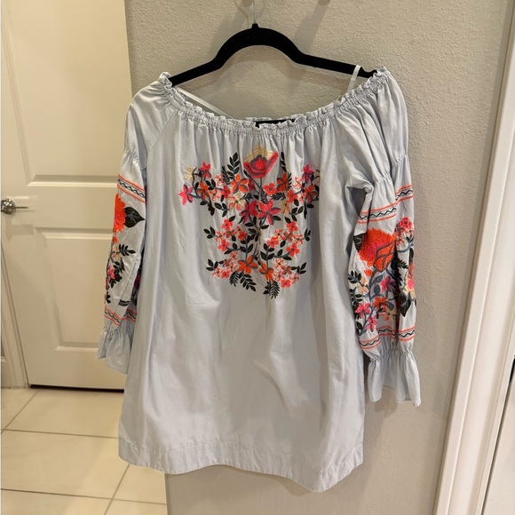 Free People Fleur De Jour Mini Shift Boho Dress Floral Embroidered sundress - Picture 2 of 8